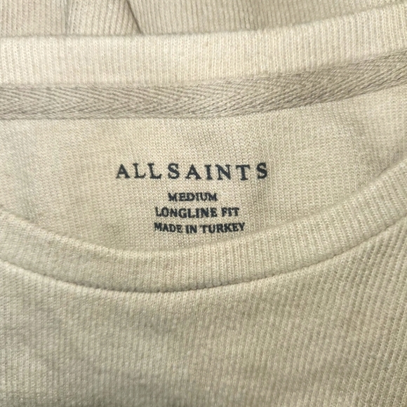 ALL SAINTS X DAVID JONES Luge LS Crew Long Sleeve Shirt In Tan And White Size M - Picture 7 of 13
